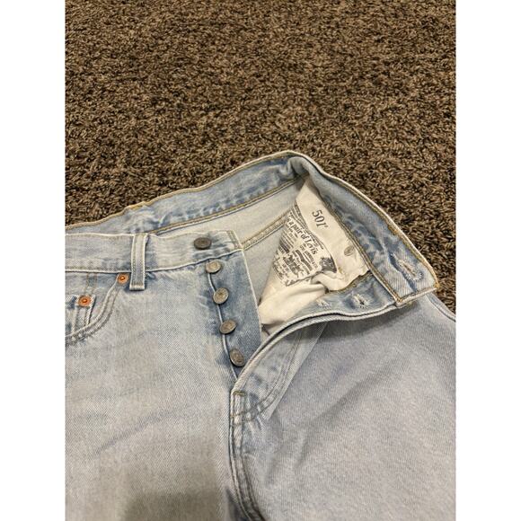 Levis 501 Jeans Womens 25 Button Fly Stretch Light Wash 25x26 - Picture 3 of 5